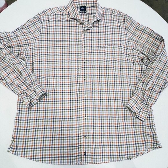 NWOT JOHNNIE-O TOP SHELF PUMPKIN GUFFY PLAID BUTTON DOWN SHIRT XXL Orange Blue - Picture 3 of 10